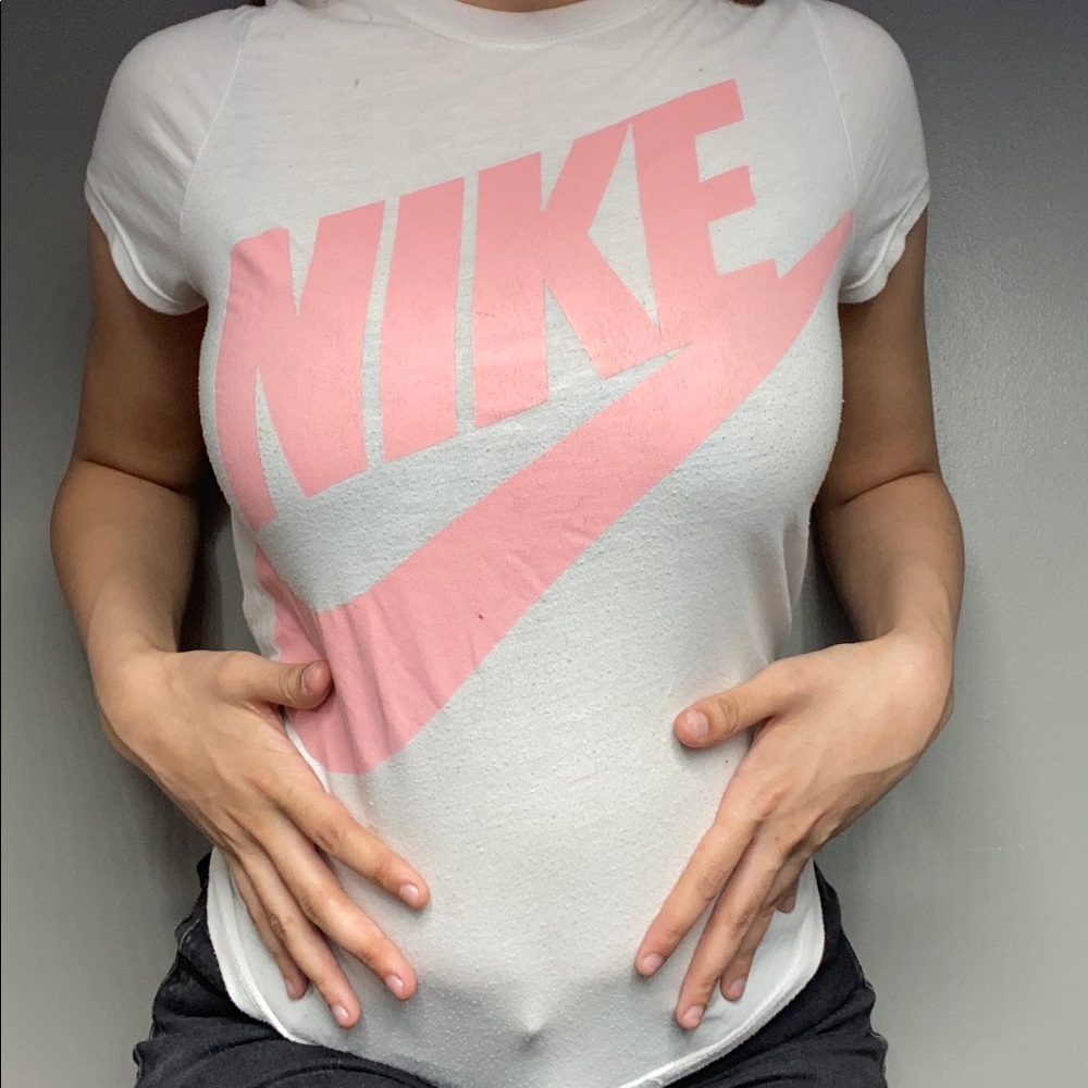 Pink And White Nike Short Sleeve Tee Shirt